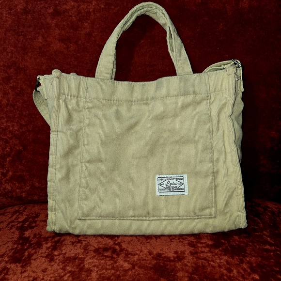 Corduroy Canvas Crossbody/Shoulder/Hand Bag by Letu Multi-Use Unisex Khaki - Picture 11 of 12